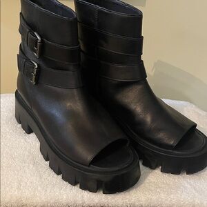 Free People Black Leather Ankle Boots
